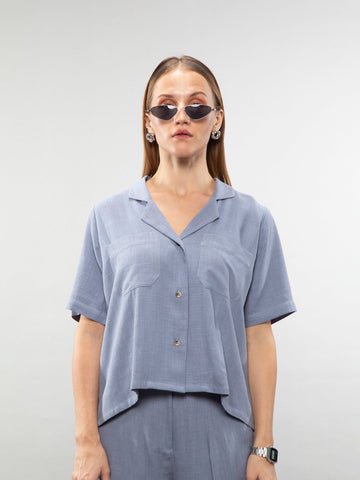 Short-sleeve linen shirt